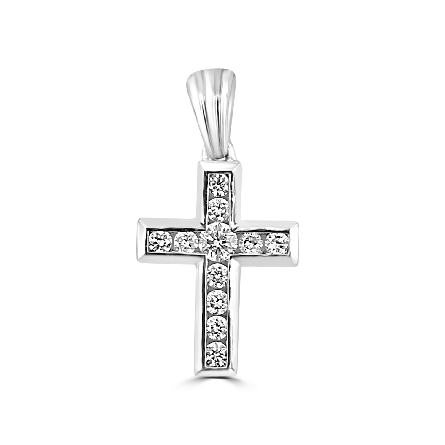 18ct White Gold Diamond Cross
