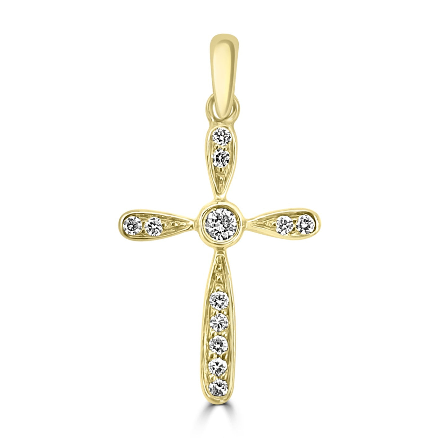 18ct Yellow Gold Mini Diamond Cross
