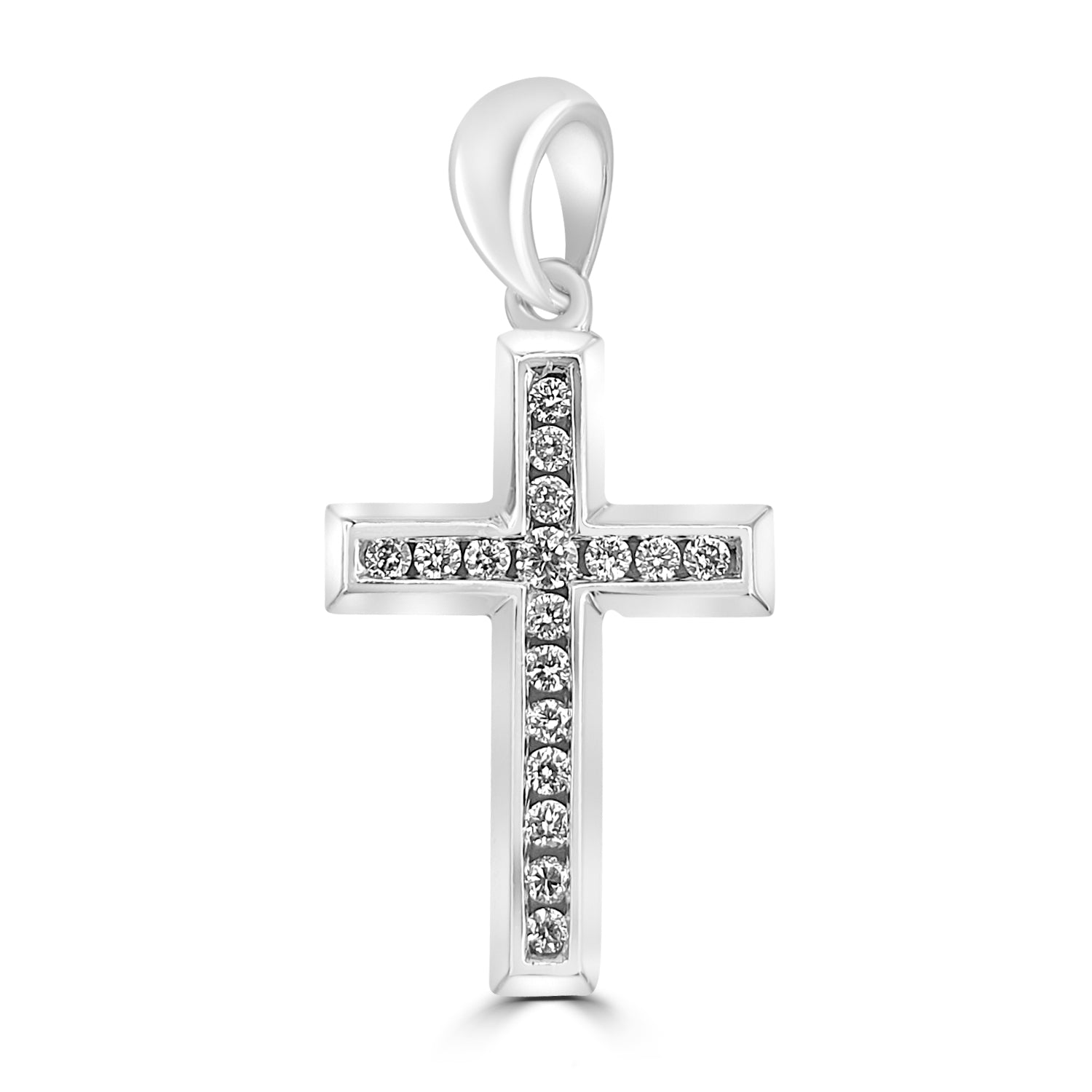 18ct White Gold Diamond Cross