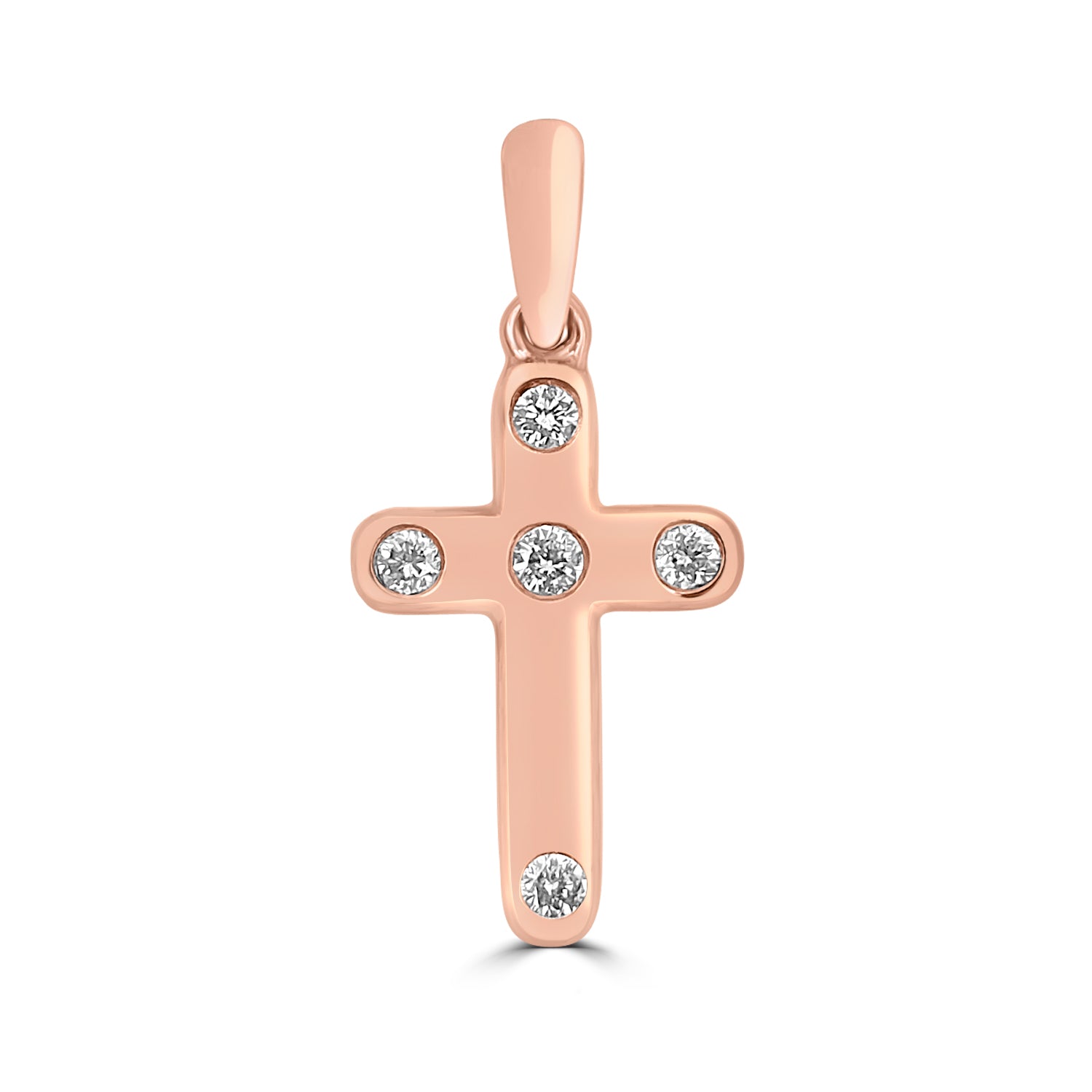 18ct Rose Gold Diamond Cross