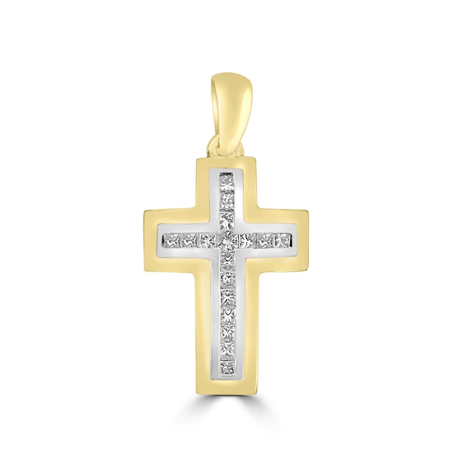 18ct Two Tone Gold Diamond Cross