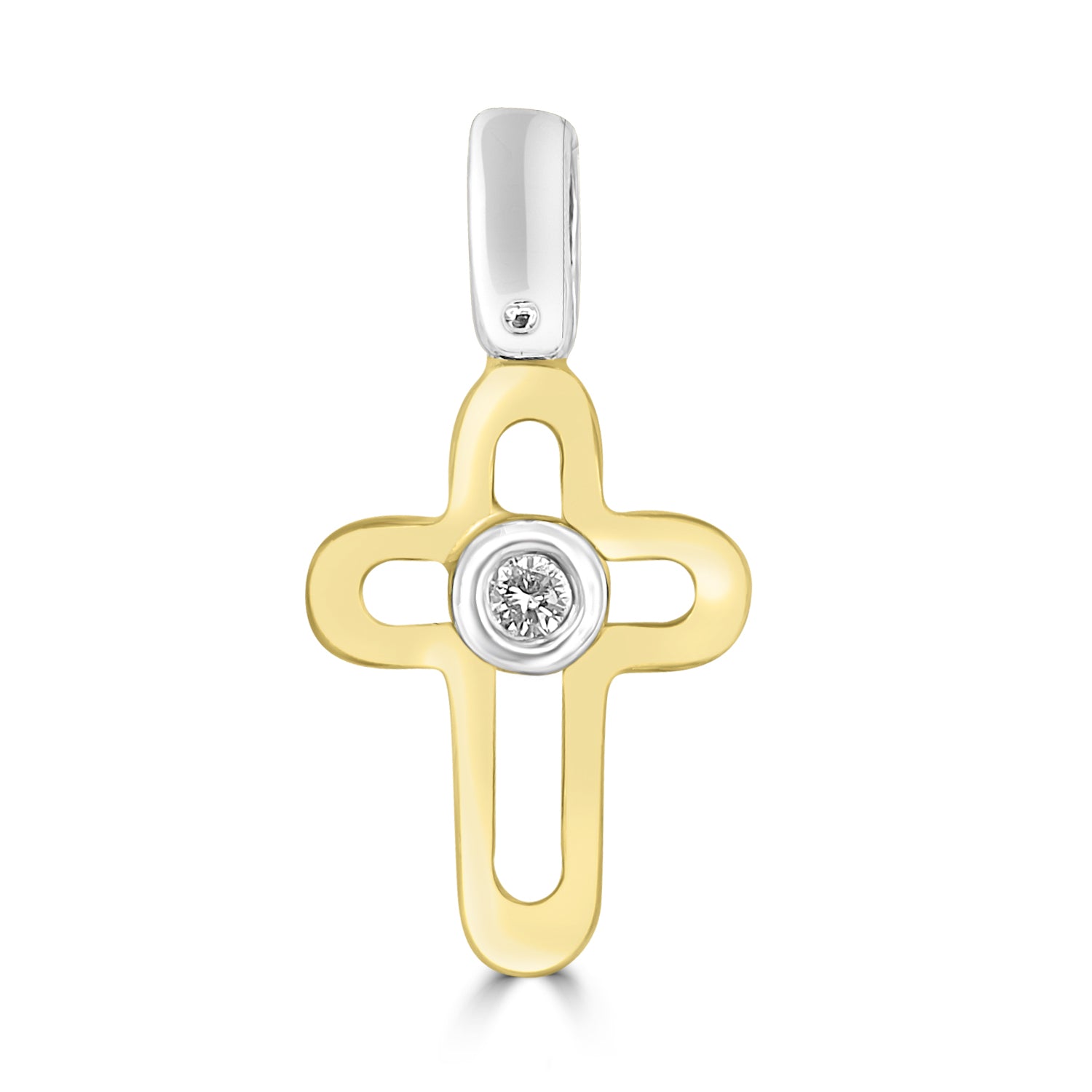 18ct Two Tone Gold Diamond Cross