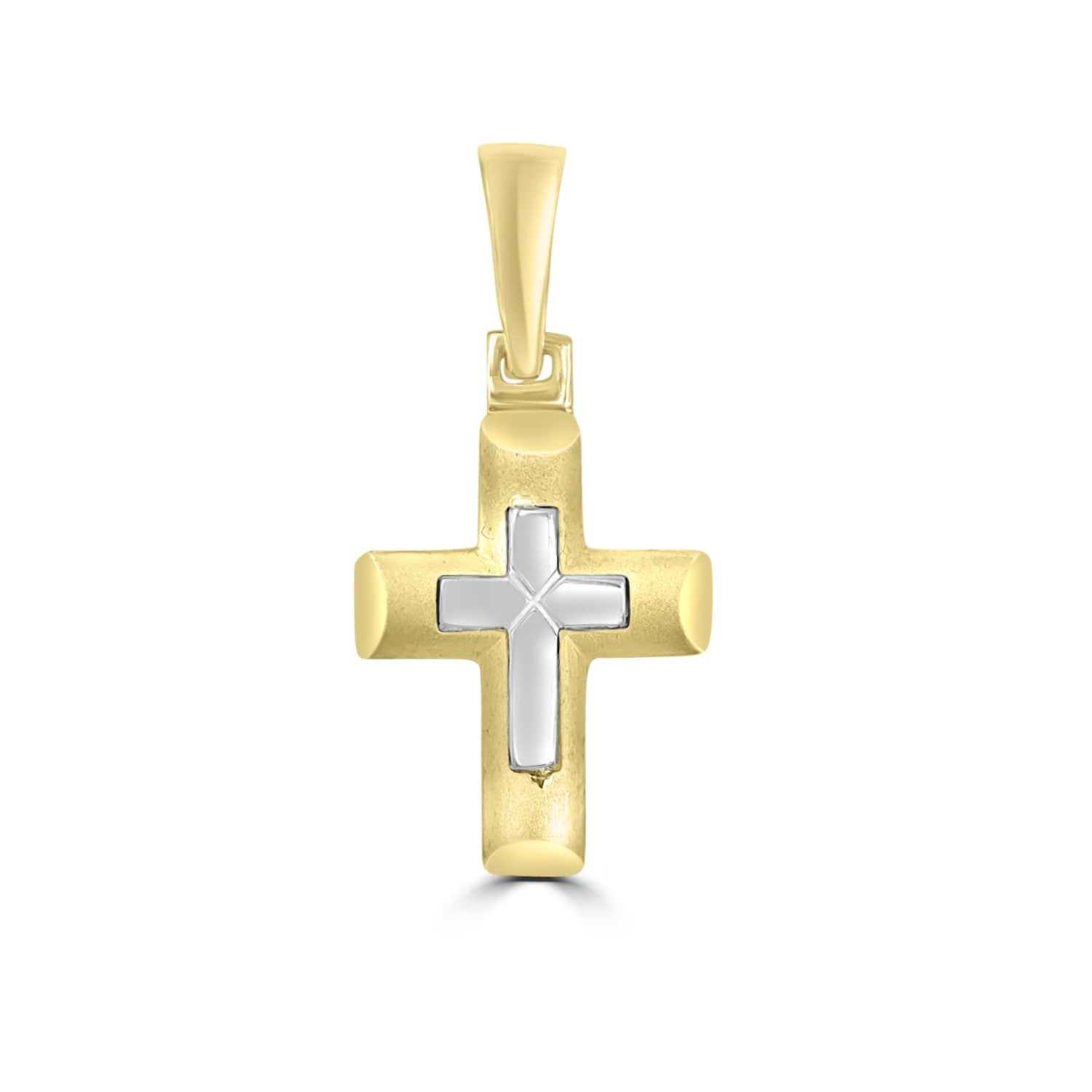 18ct Two Tone Yellow & White Gold Cross