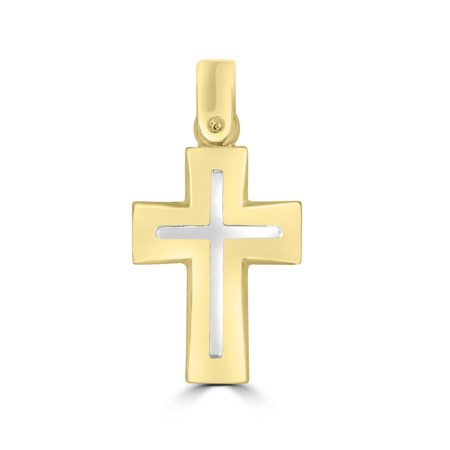 18ct Two Tone Yellow and White Gold Cross