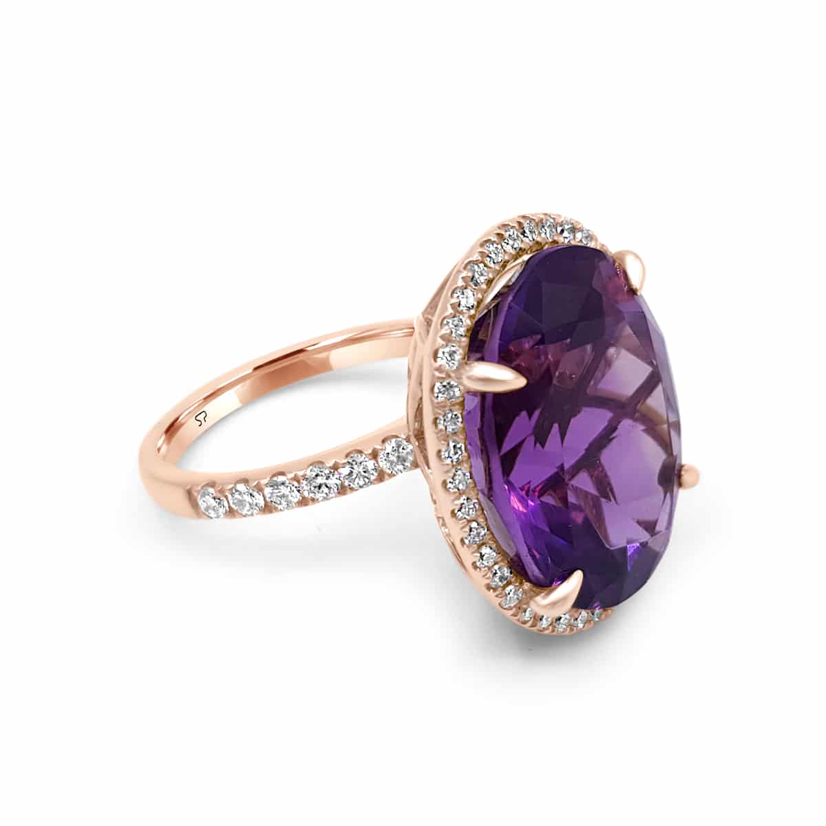 18ct Amethyst Diamond Ring