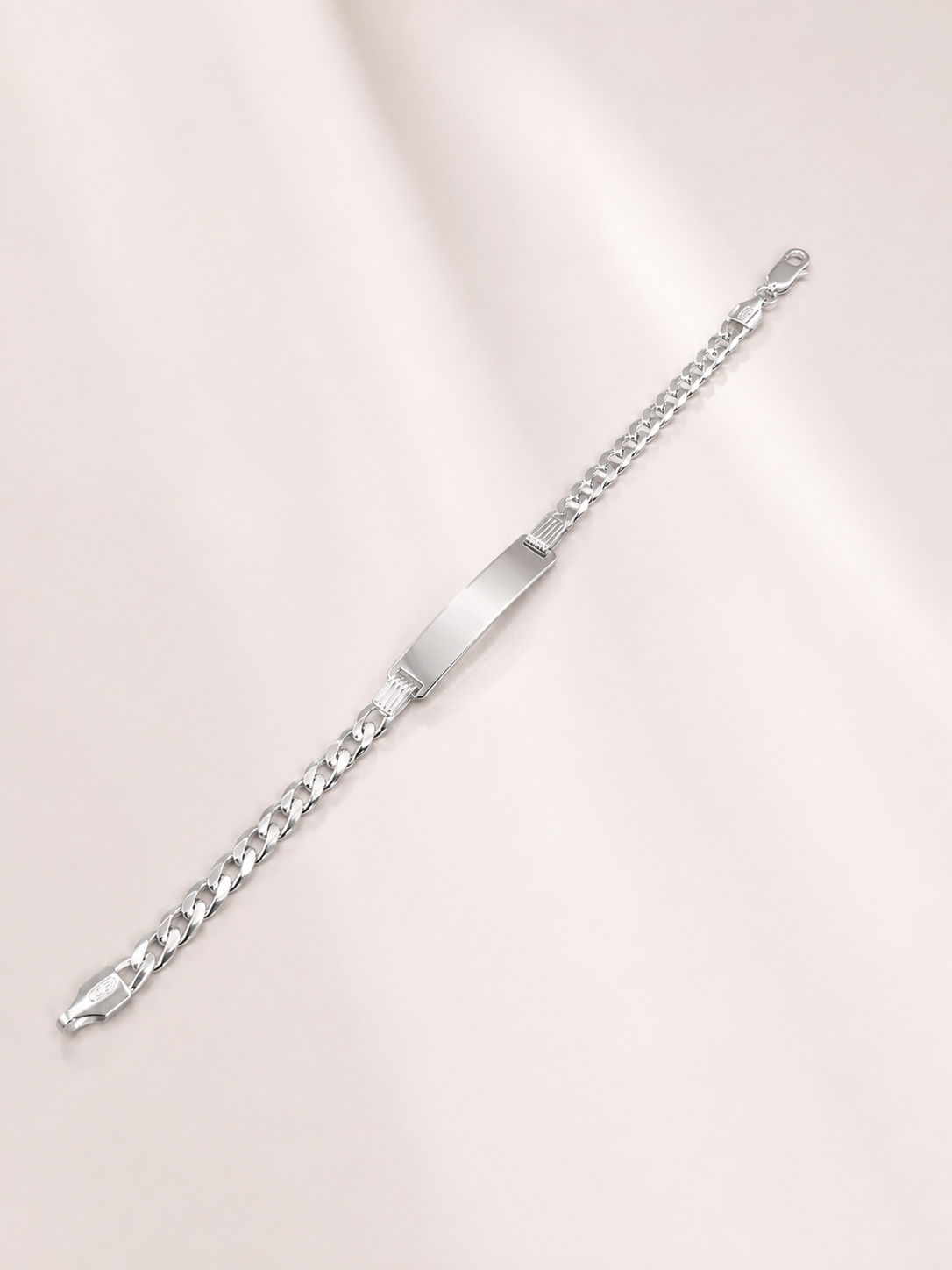 925 Sterling Silver ID Bracelet with Curb Link