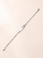 925 Sterling Silver ID Bracelet with Figaro Link 16cm