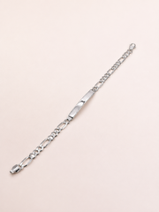 925 Sterling Silver ID Bracelet with Figaro Link 20cm