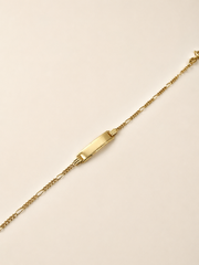 9kt Yellow Gold Figaro-Link ID Bracelet