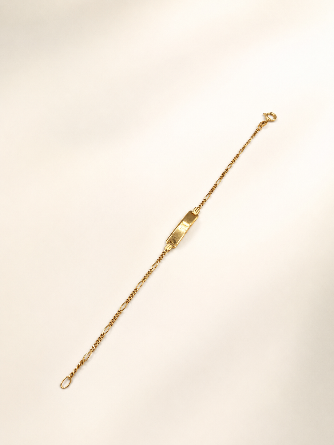 9kt Yellow Gold Figaro-Link ID Bracelet