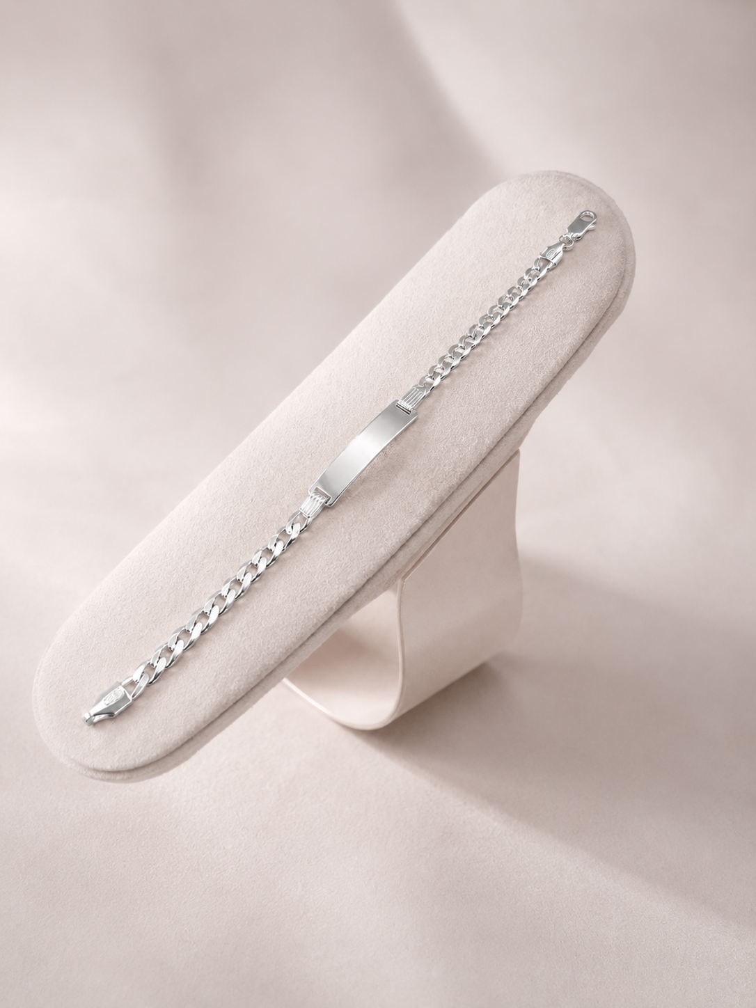 925 Sterling Silver ID Bracelet with Curb Link