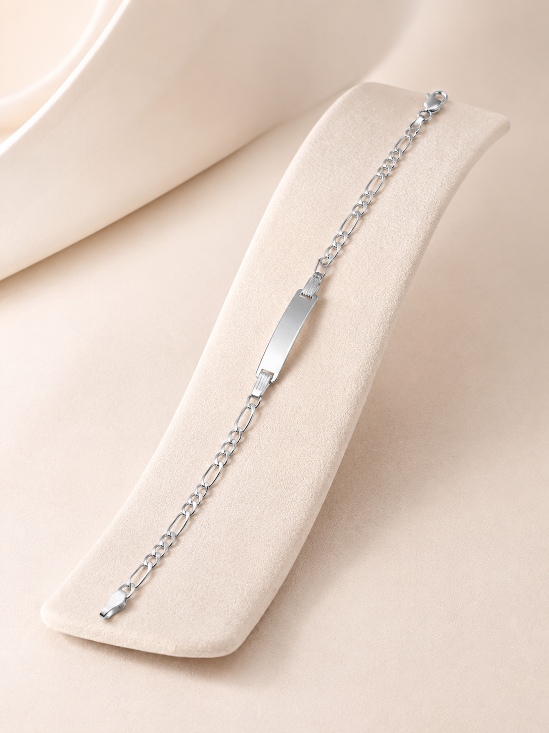 925 Sterling Silver ID Bracelet with Figaro Link 16cm