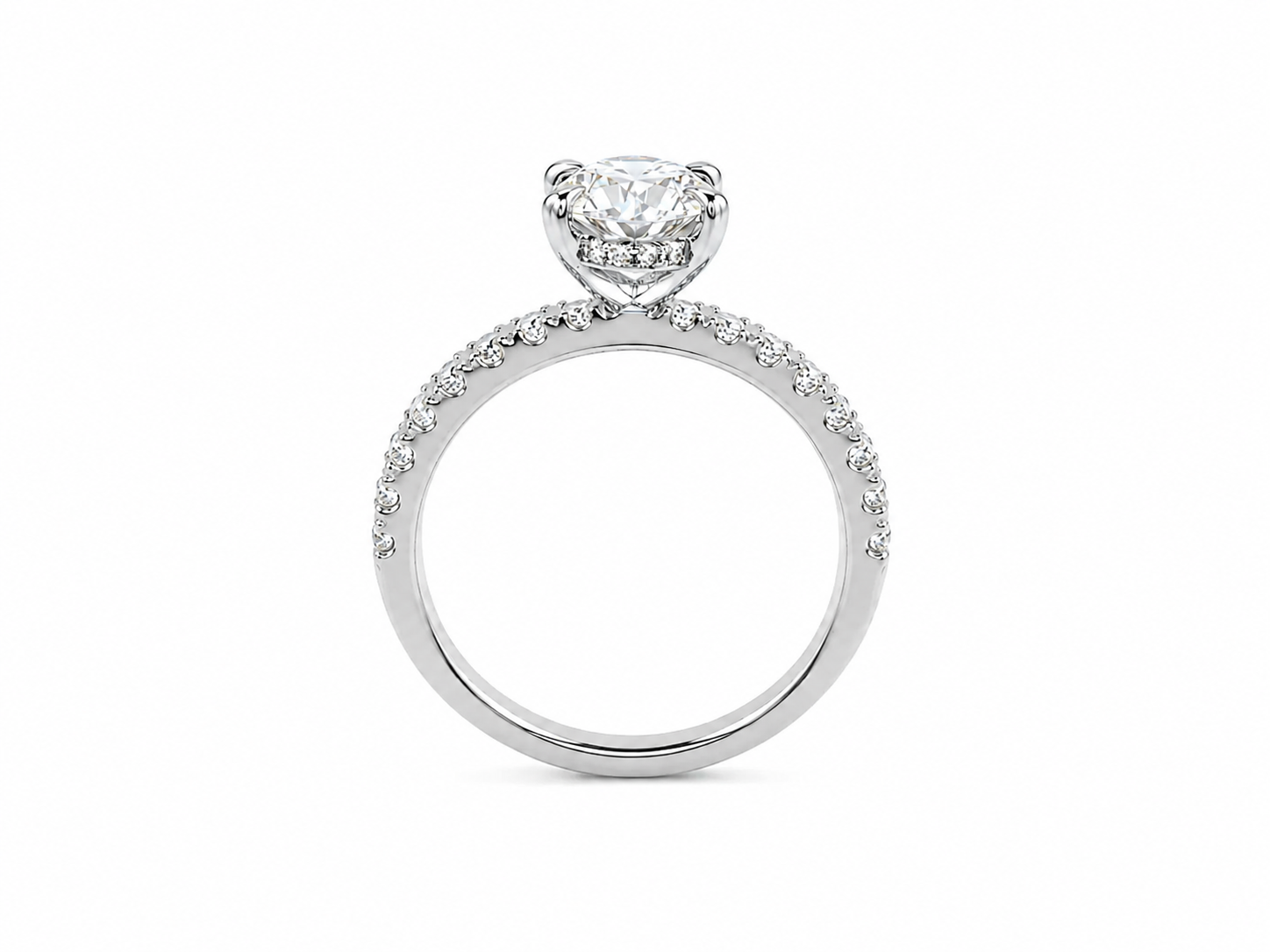 2.06ct Oval Lab-Grown Diamond Hidden Halo Engagement Ring in 18kt Yellow and White Gold
