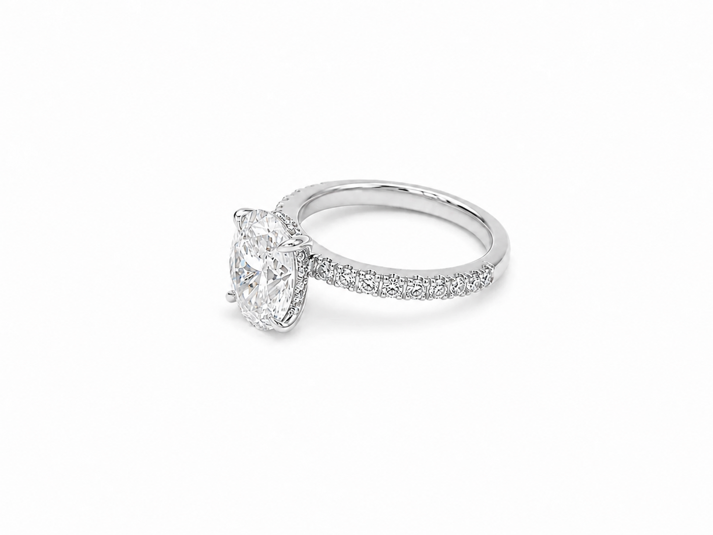 2.06ct Oval Lab-Grown Diamond Hidden Halo Engagement Ring in 18kt Yellow and White Gold