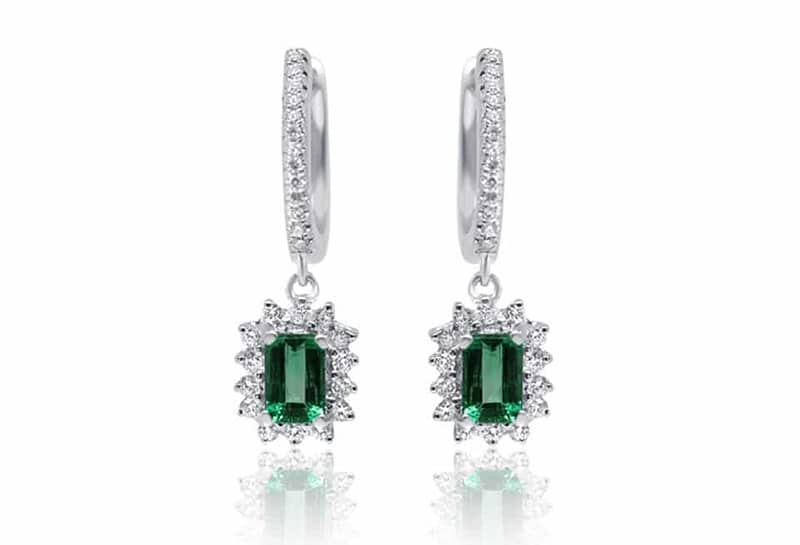 Emerald and Diamond Drop Earrings