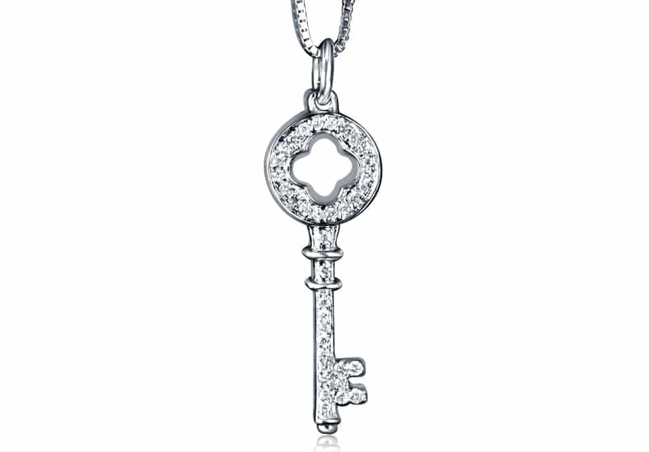 18ct Gold Diamond Key Pendant