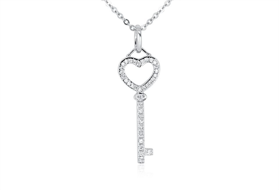 18ct Gold Diamond Key Pendant