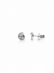 9kt White Gold 0.12ct Diamond Crescent Stud Earrings