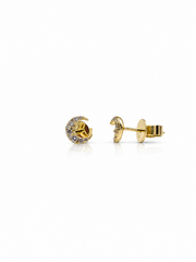 9kt Yellow Gold 0.12ct Diamond Crescent Stud Earrings