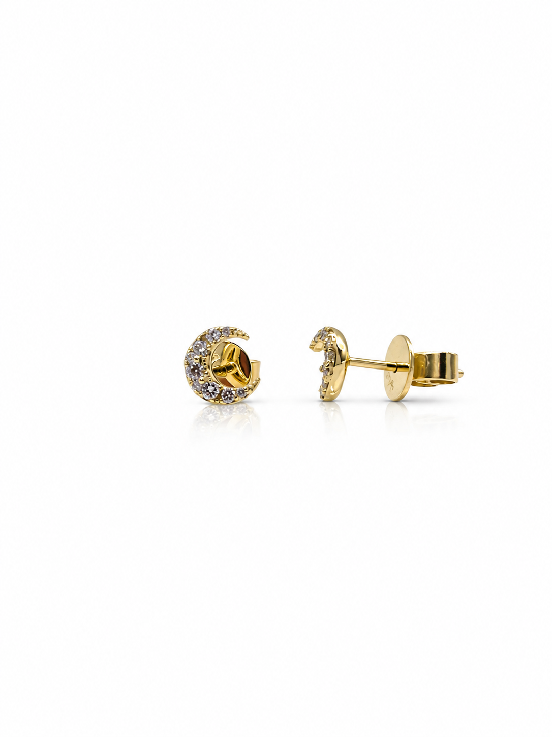 9kt Yellow Gold 0.12ct Diamond Crescent Stud Earrings