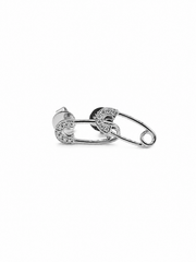 9kt White Gold 0.06ct Diamond Safety Pin Earrings