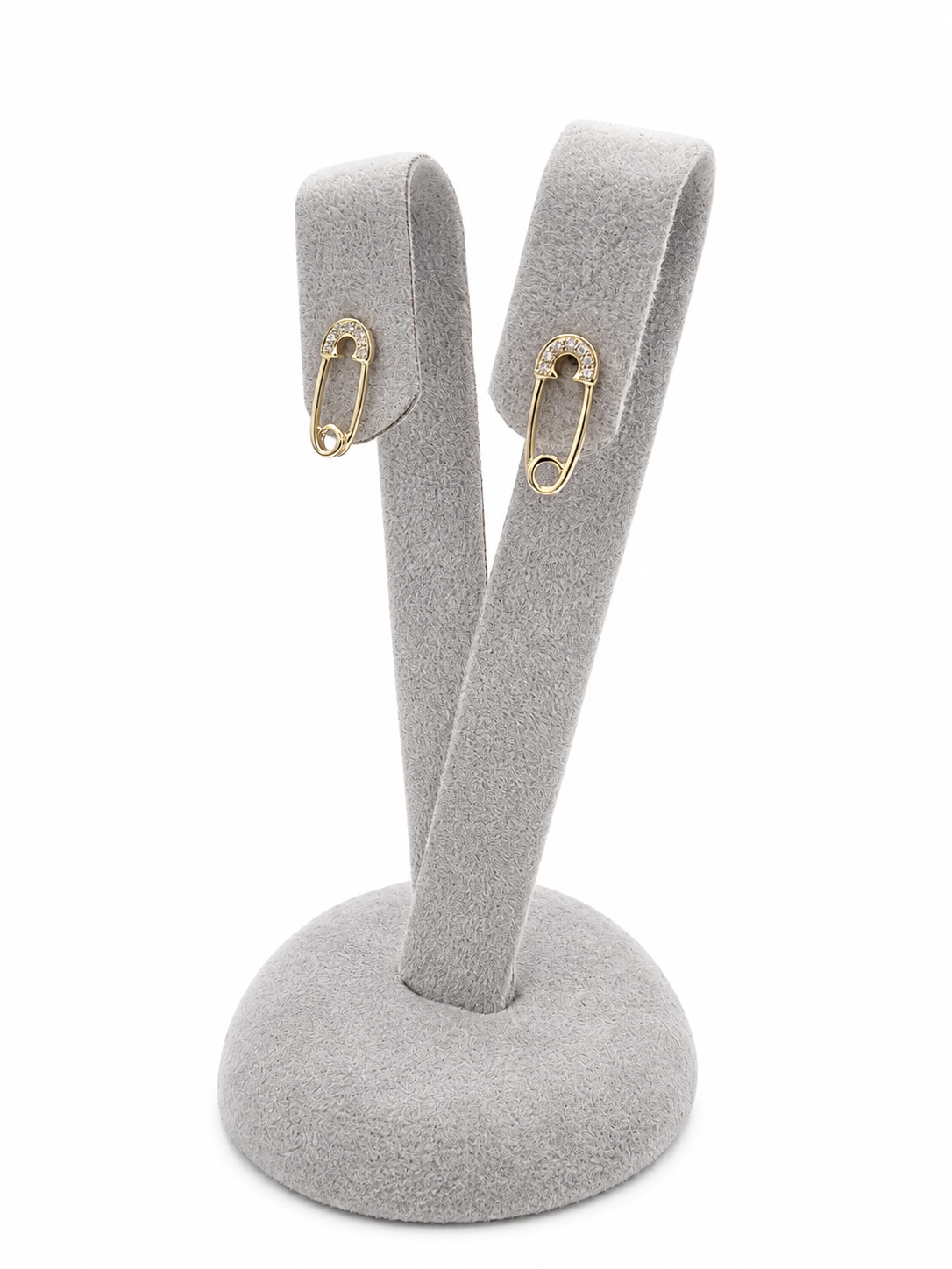 9kt Yellow Gold 0.06ct Diamond Safety Pin Earrings
