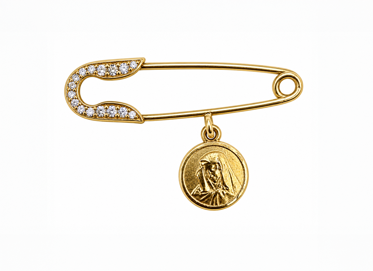 Madonna Medallion Safety Pin | 30mm