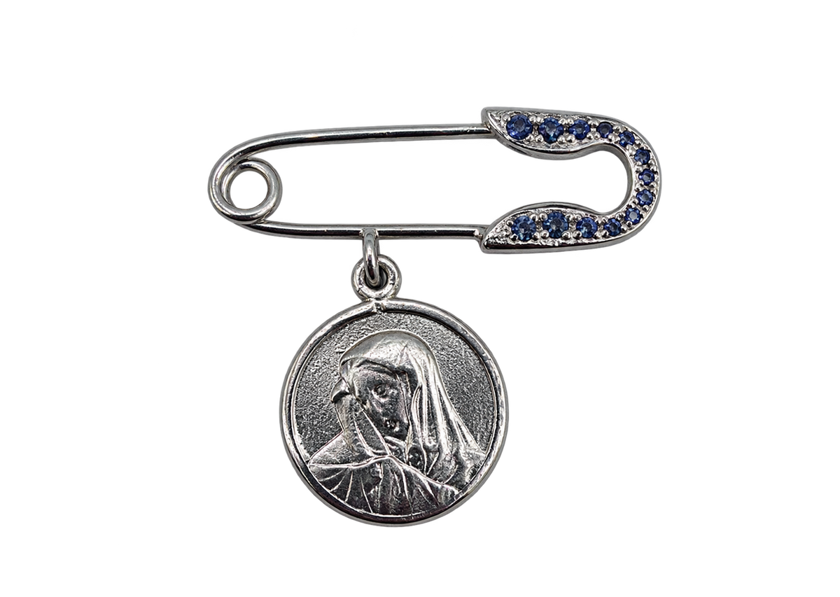 Madonna Medallion Safety Pin | 25mm