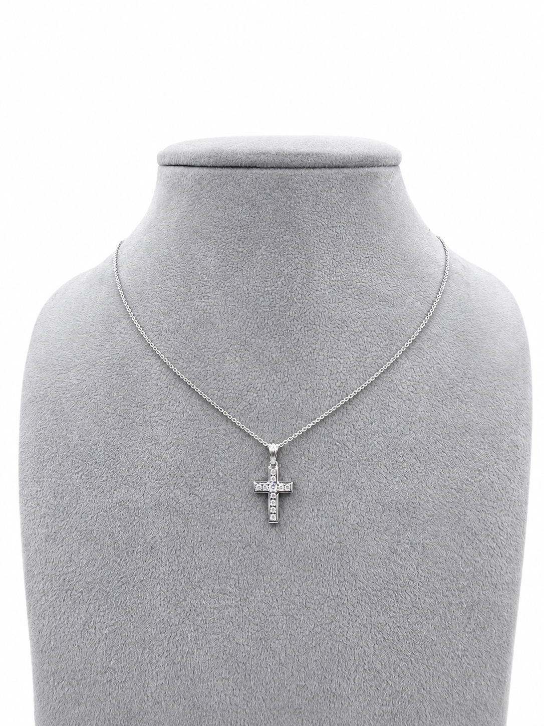 18kt White Gold 0.16ct Diamond Cross Pendant