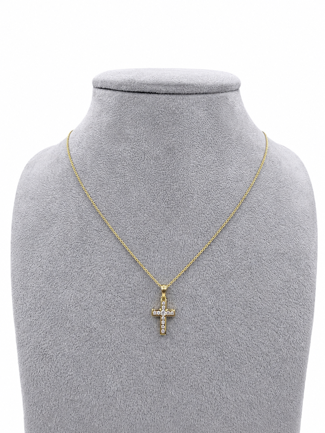 18kt Yellow Gold 0.16ct Diamond Cross Pendant