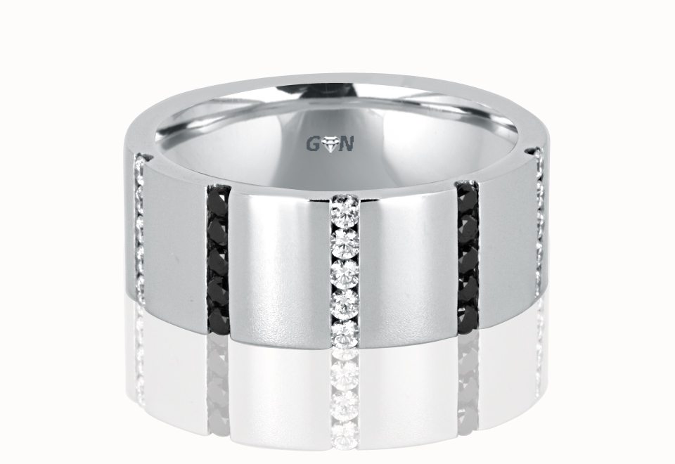 Men's Black and White Diamond Ring