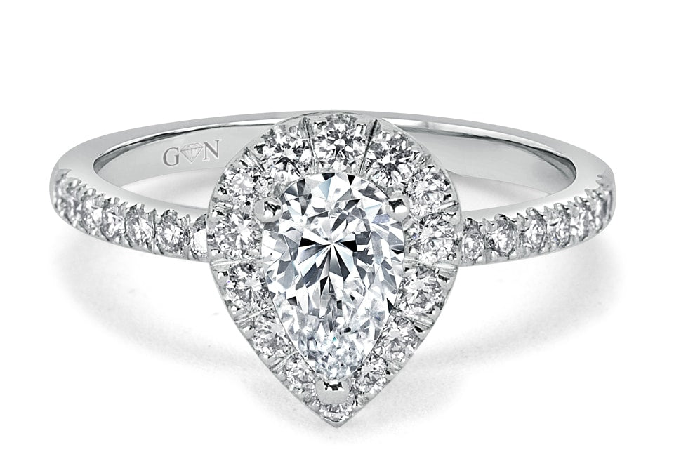 Pear Shaped Diamond Halo Engagement Ring