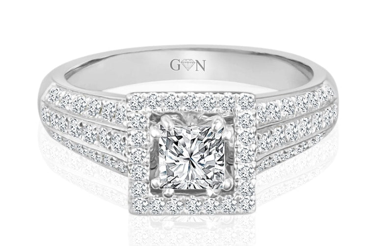 Princess Cut Diamond Halo Engagement Ring