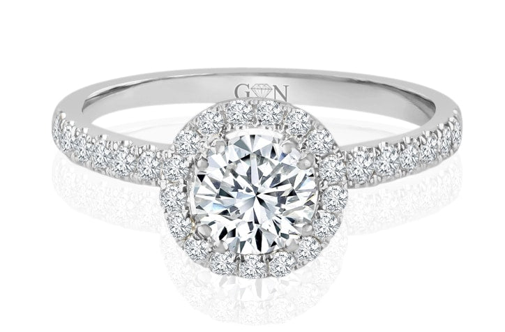 Round Brilliant Cut Diamond Halo Engagement Ring