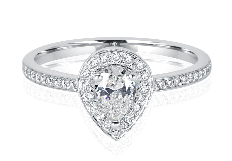 Pear Shaped Diamond Halo Engagement Ring