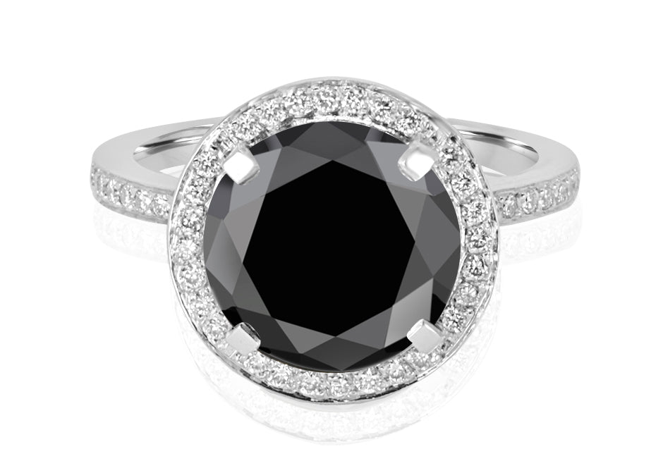 Black Diamond Halo Design Ring