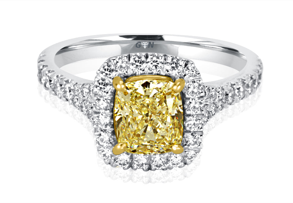 Yellow Diamond Halo Design Ring