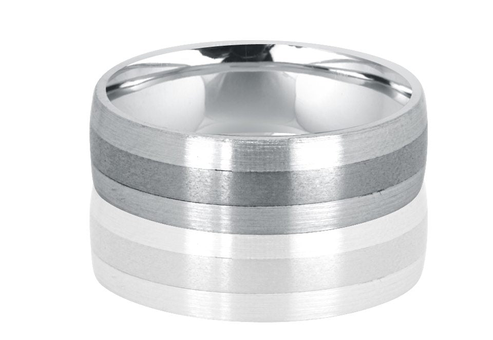Men's White Gold and Titanium Ring
