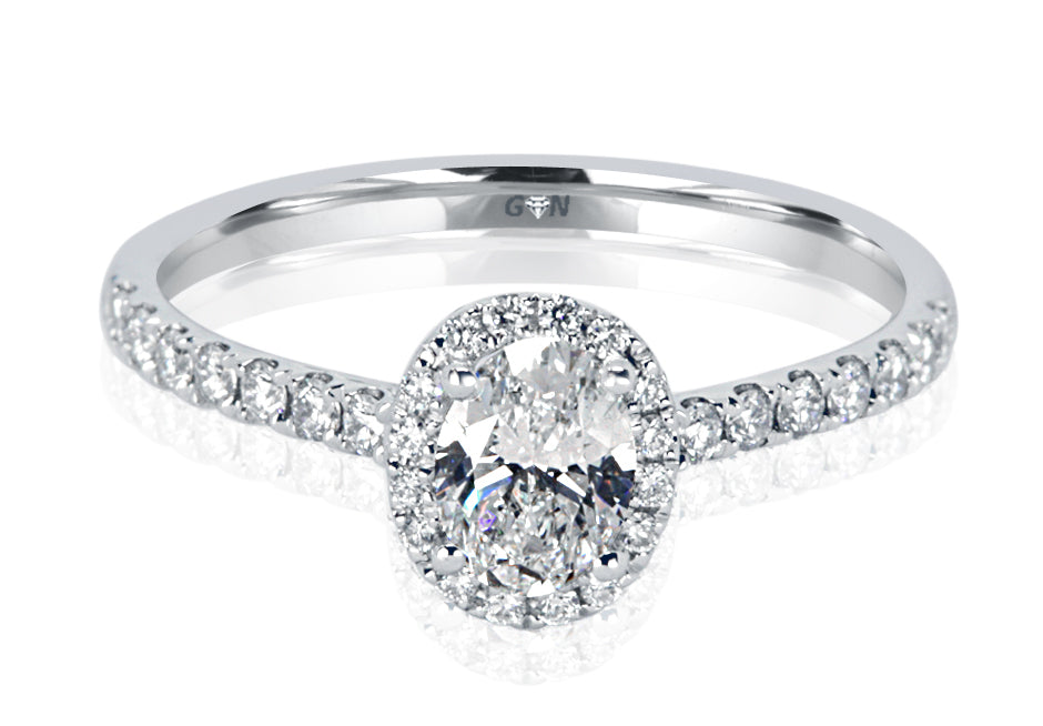 Oval Cut Diamond Halo Design Engagement Ring