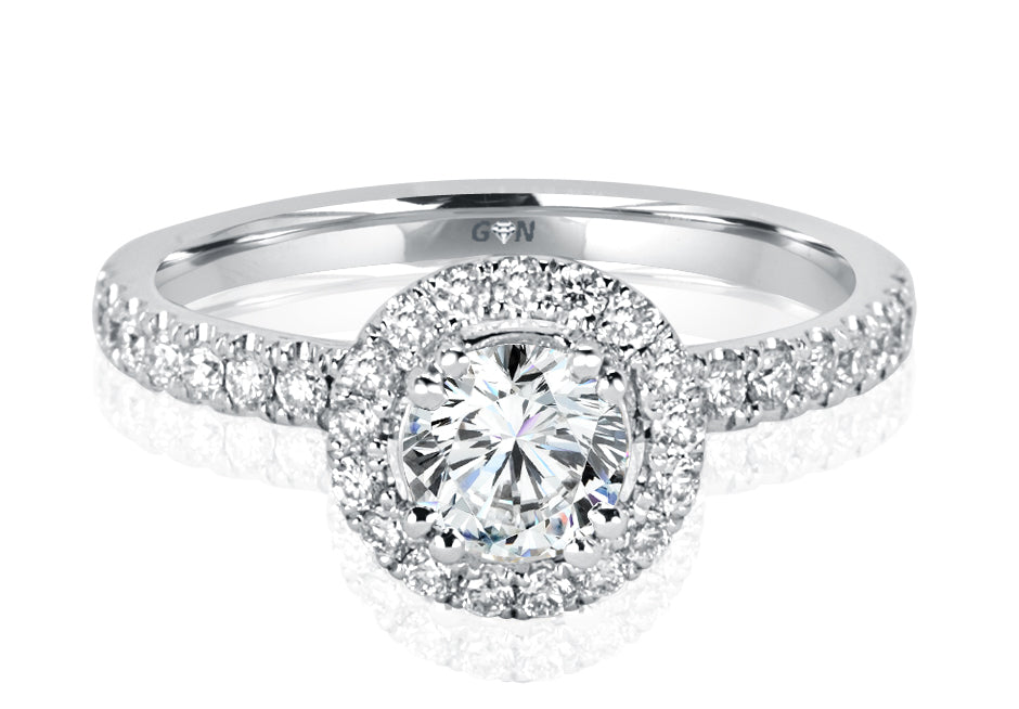 Round Brilliant Cut Diamond Halo Design Engagement Ring