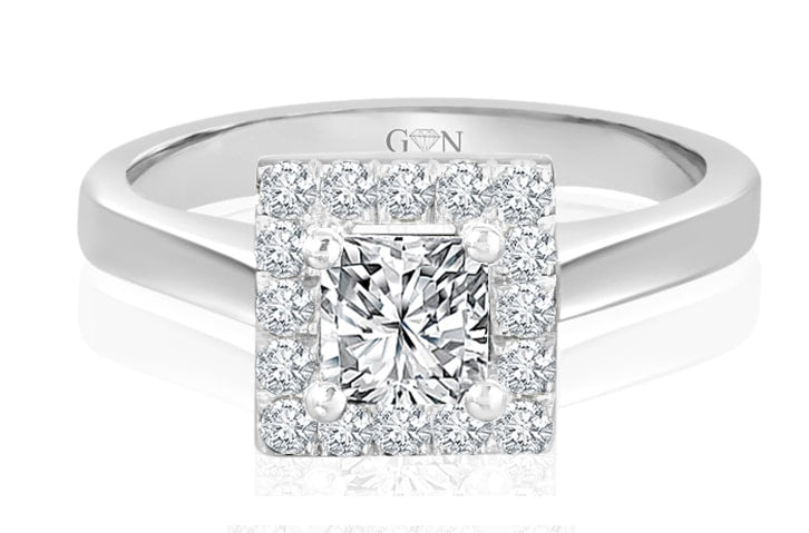Princess Cut Diamond Halo Engagement Ring