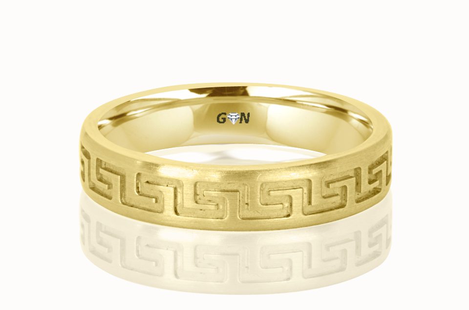 Men's Yellow Gold Greek Key Design Ring