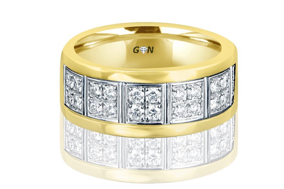 Men's Yellow and White Gold Diamond Ring