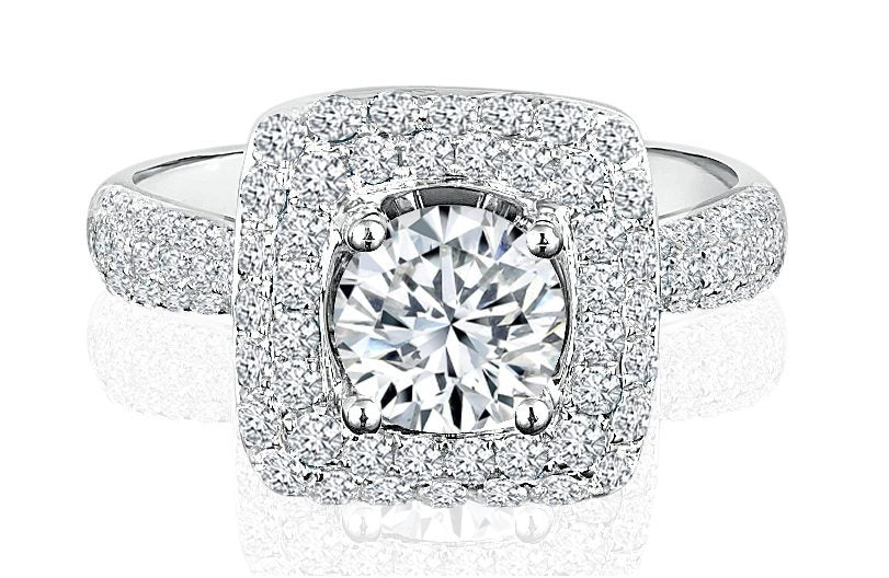 Round Brilliant Cut Diamond Halo Engagement Ring