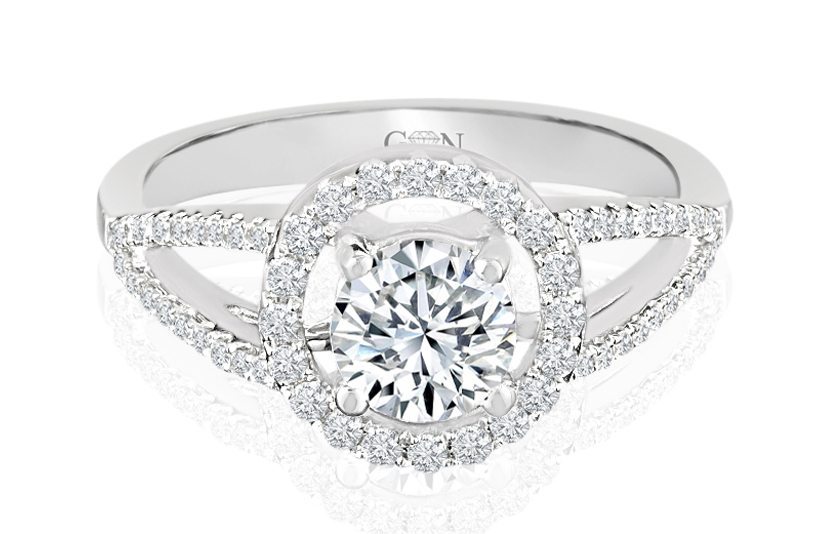 Round Brilliant Cut Diamond Halo Engagement Ring