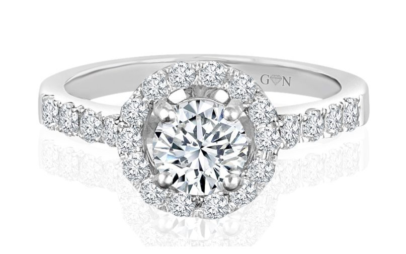 Round Brilliant Cut Diamond Halo Engagement Ring
