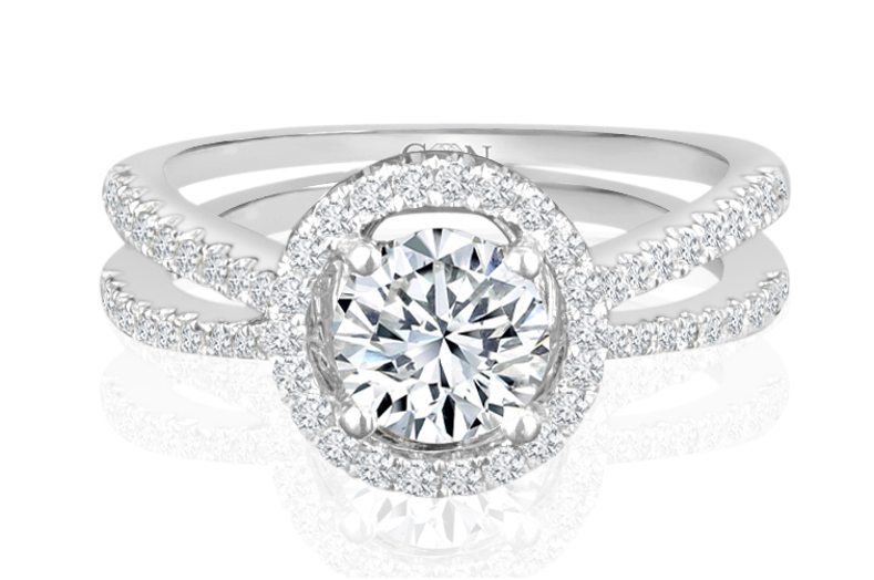 Round Brilliant Cut Diamond Halo Engagement Ring