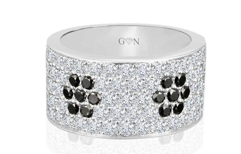 Men's Black and White Diamond Ring