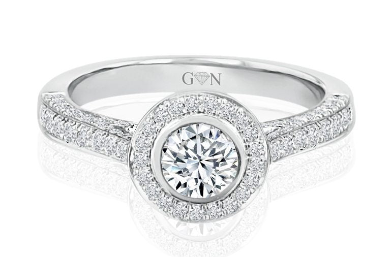 Round Brilliant Cut Diamond Halo Engagement Ring