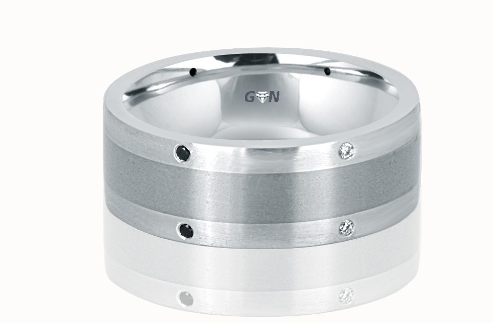 Men's Black and White Diamond Ring